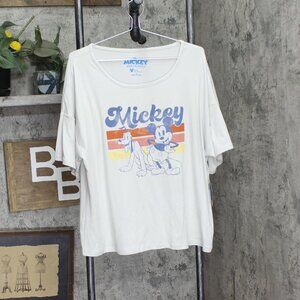 NEW Disney Womens Mickey Mouse Pajama Shirt Top M8901185MK Light Gray XL